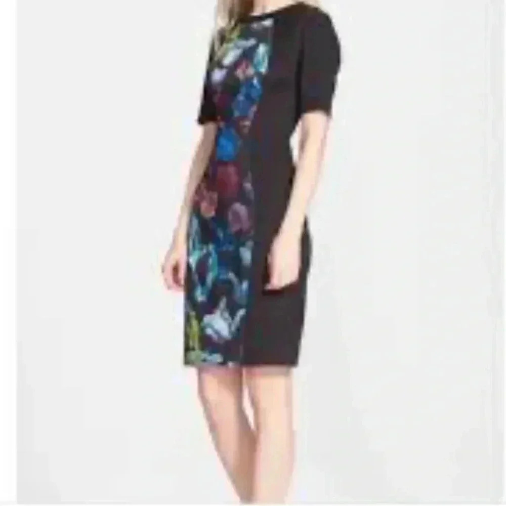 Ted Baker London navy floral Bodycon dress size 1 - Picture 3 of 12